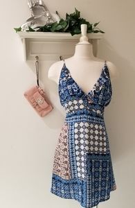Paper Crane Blue & Pink Abstract Print Sundress